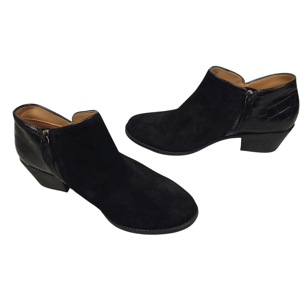 Vionic Marissa Booties Womens 8.5 Black Suede Ankle Zip Comfort Shoes EUC - Picture 2 of 13
